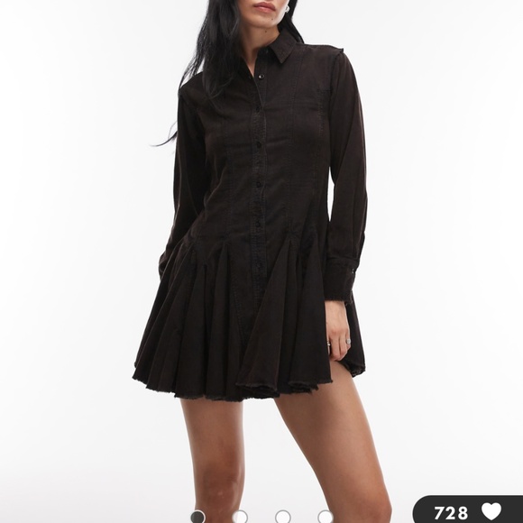 NEW Asos Shirt Dress Poplin Cotton Long Sleeve Button Front Collar Pleat Waist - Picture 1 of 11